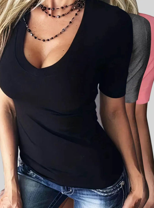 TNL: Women's Deep V-Neck Tee (3 Pack)