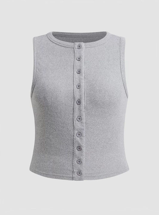 Solid Button Front Ribbed [3 Pack]