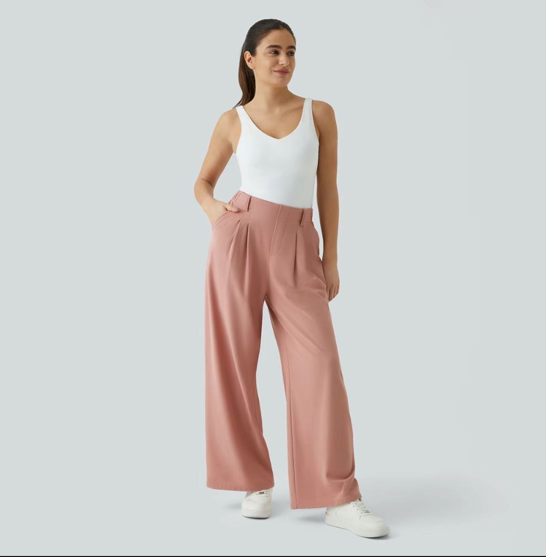 High Waisted Wide Leg Waffle Pants