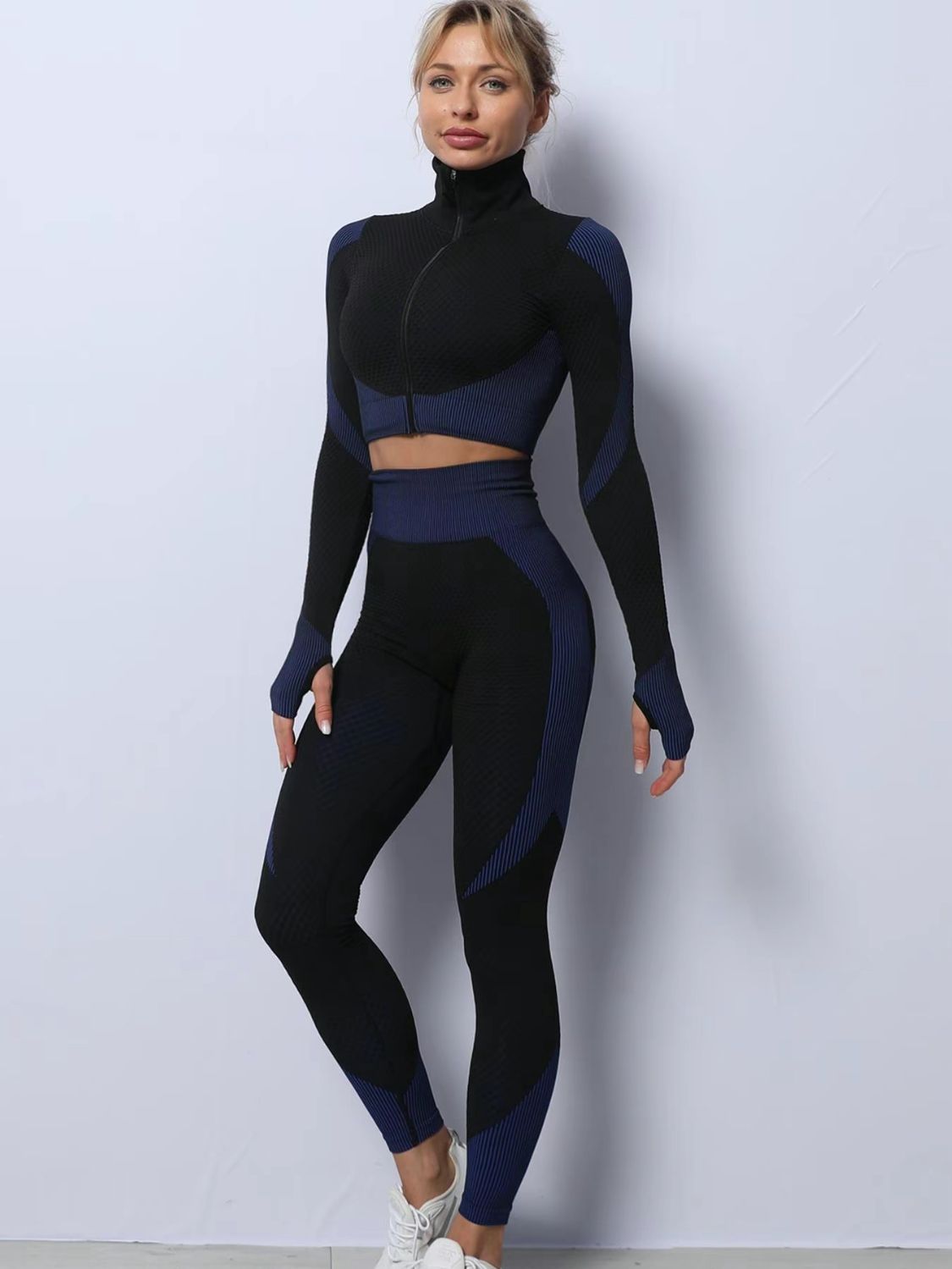 Color block zip up set. [Plus Sizes]