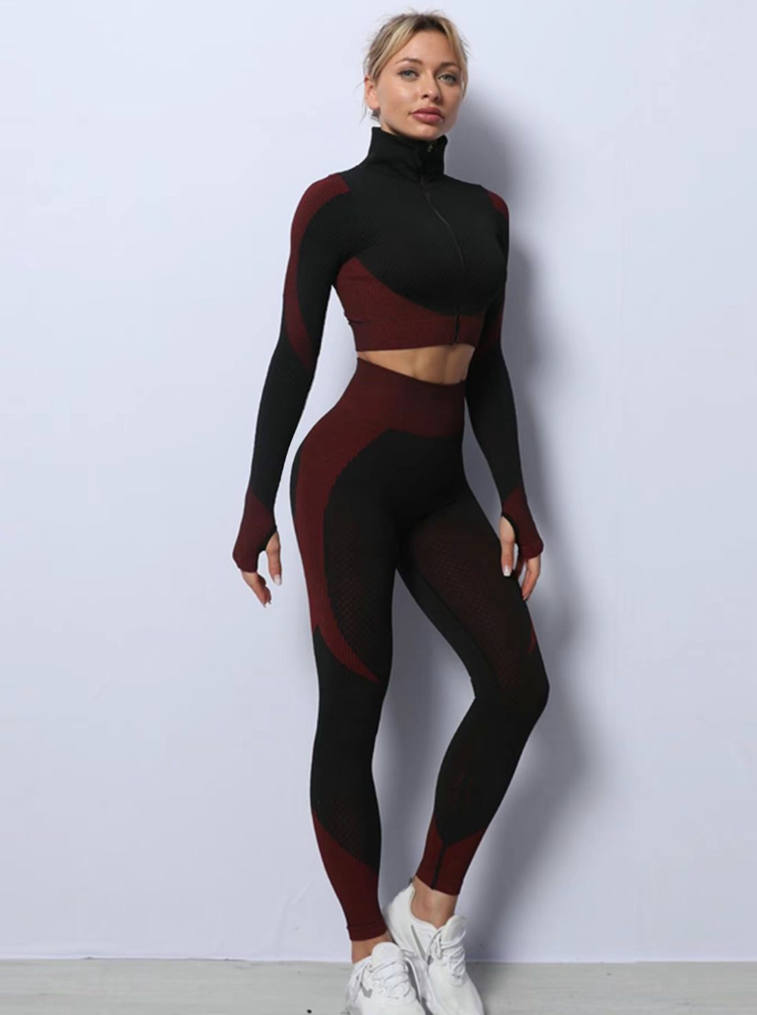 Color block zip up set. [Plus Sizes]