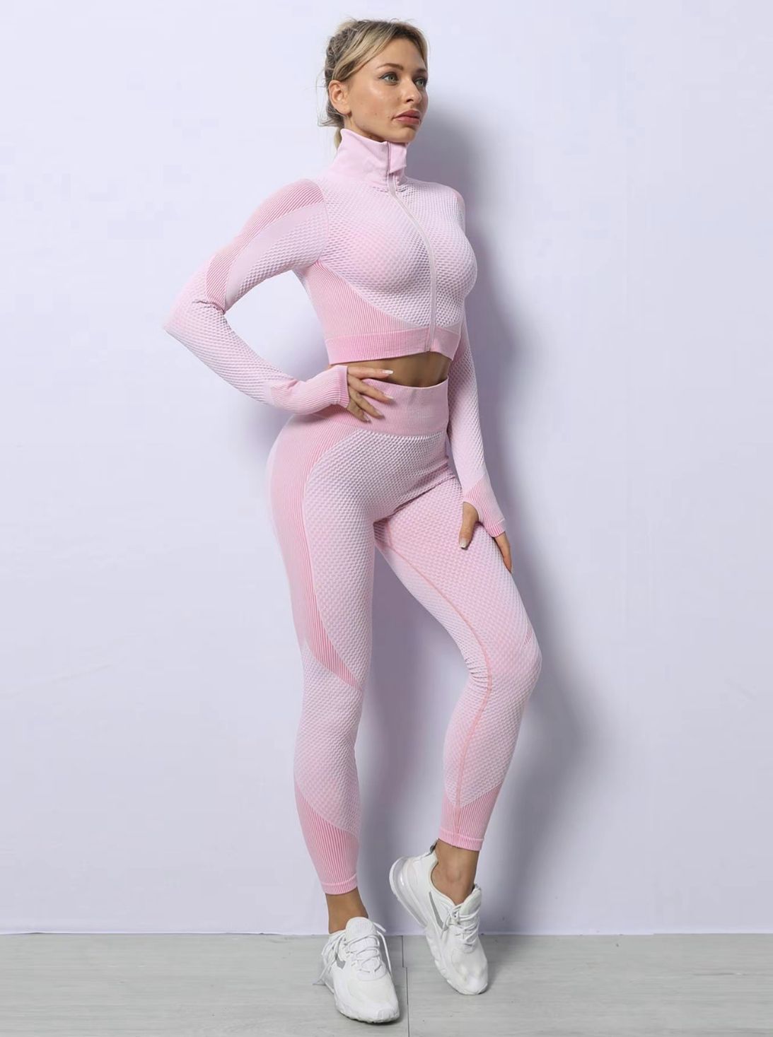 Color block zip up set. [Plus Sizes]