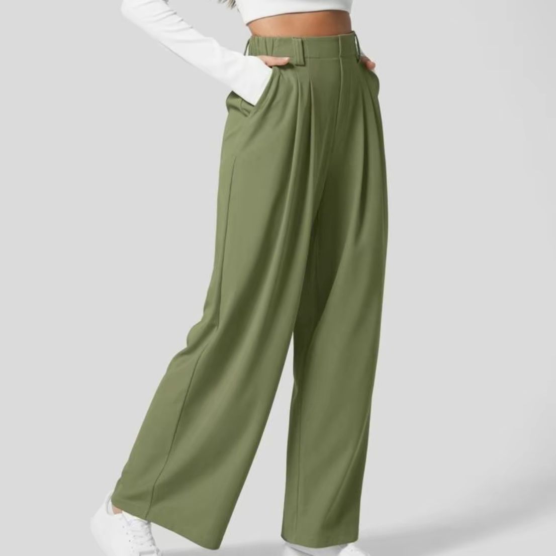 High Waisted Wide Leg Waffle Pants