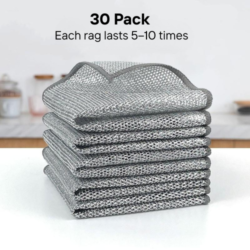 [30 Pack] Multipurpose Wire Dishwashing Rags